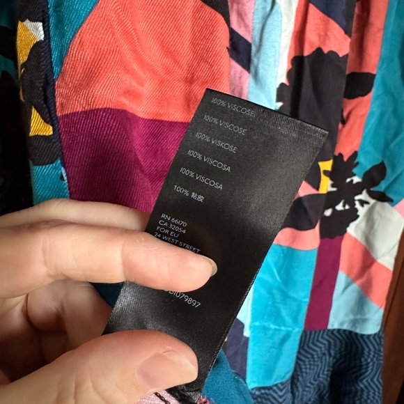 MAEVE for ANTHROPOLOGIE Gillian multicolored long sleeve dress XS teal patchwork - Picture 11 of 13